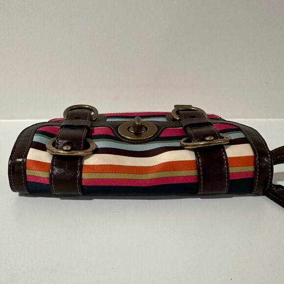 Coach Legacy Garcia Multi Color Stripe Double Clutch Wristlet - Picture 4 of 13